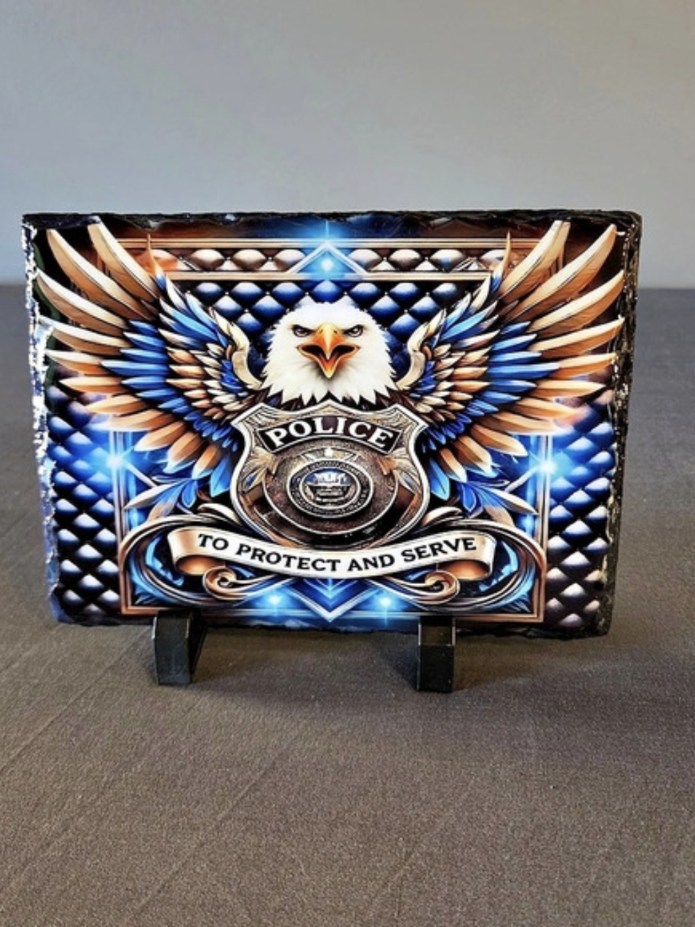 Police Officer Eagle Slate Plaque 5x7 To Protect and Serve Law Enforcement Gift